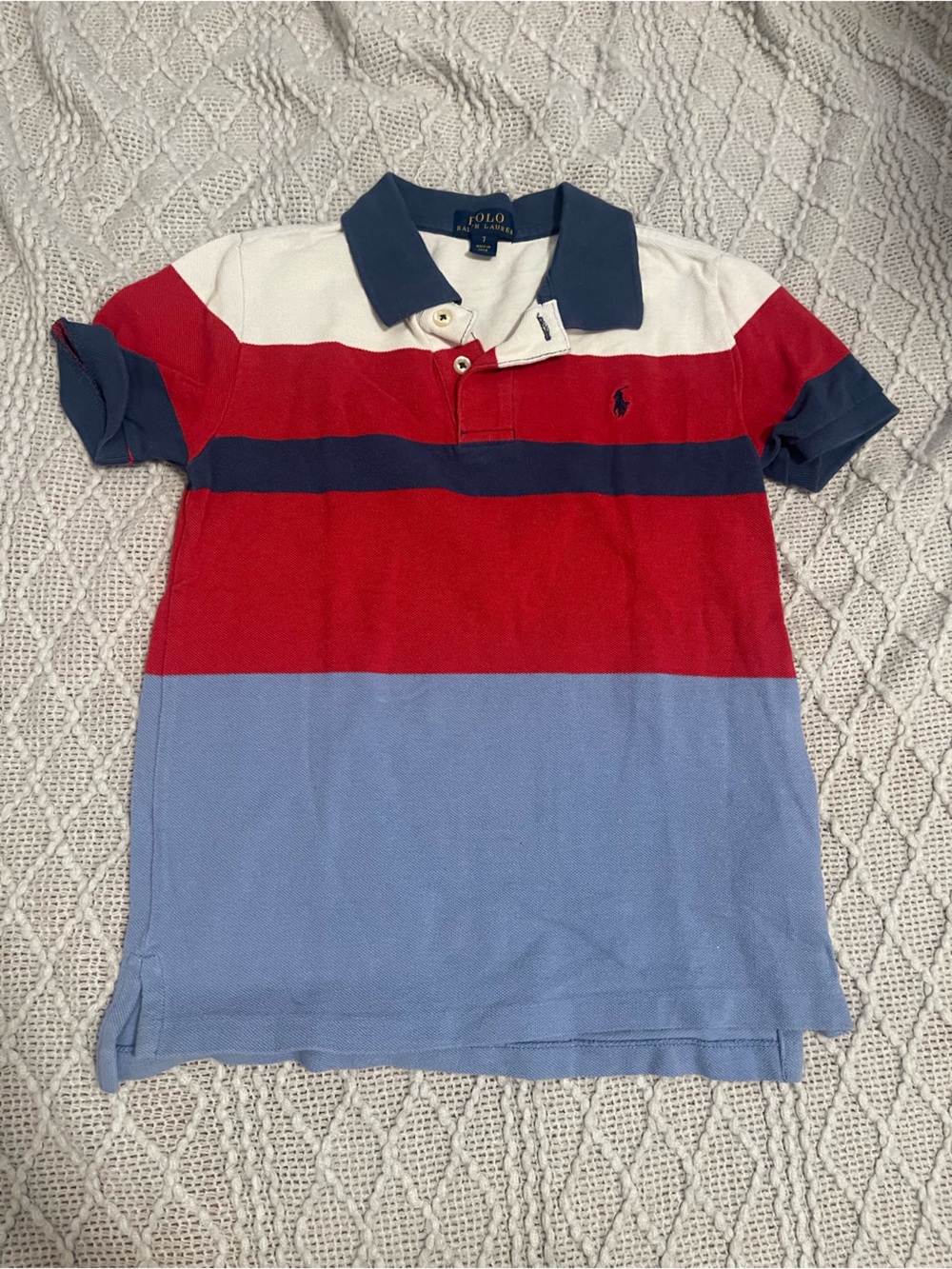 Polo by Ralph Lauren Navy, Red & Light Blue Striped Polo